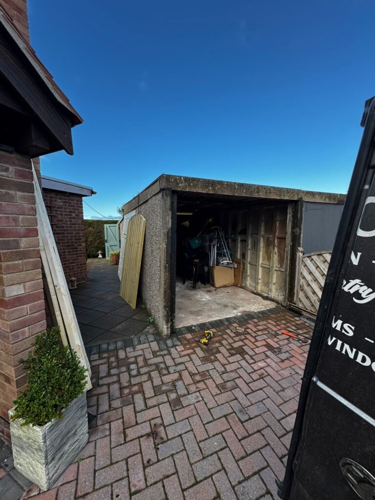 Garage doors in Llandrindod Wells before photo